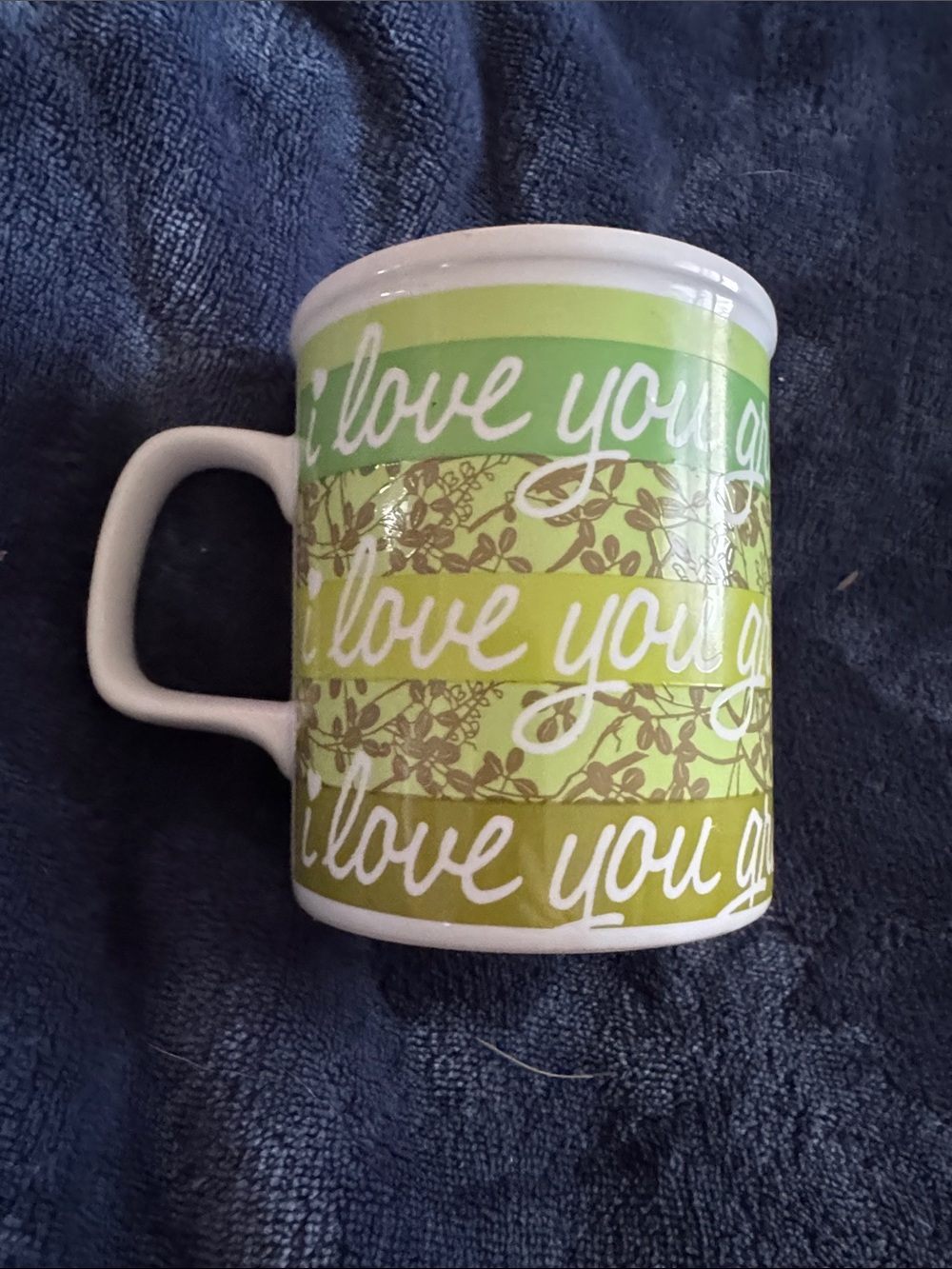I Love You Grandma I Love You Green Striped Ceramic Mug